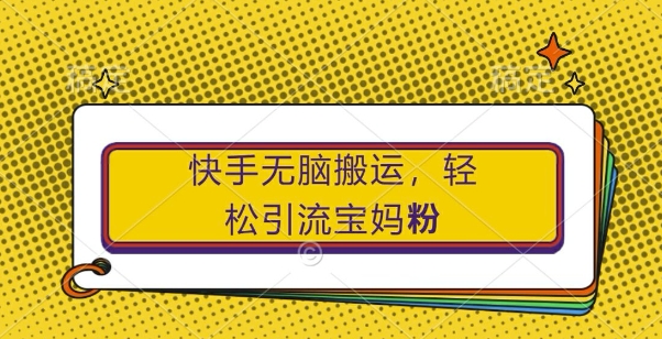 快手无脑搬运，轻松引流宝妈粉，纯小白轻松上手【揭秘】-大兵轻创资源库
