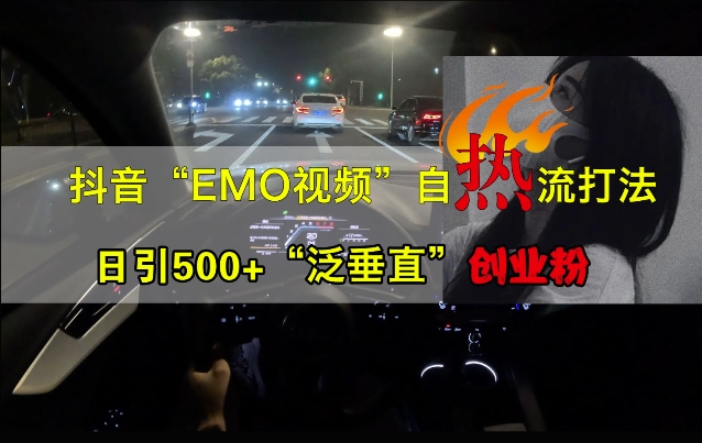 抖音EMO视频自热打法，日引500+“泛垂直”创业粉-大兵轻创资源库