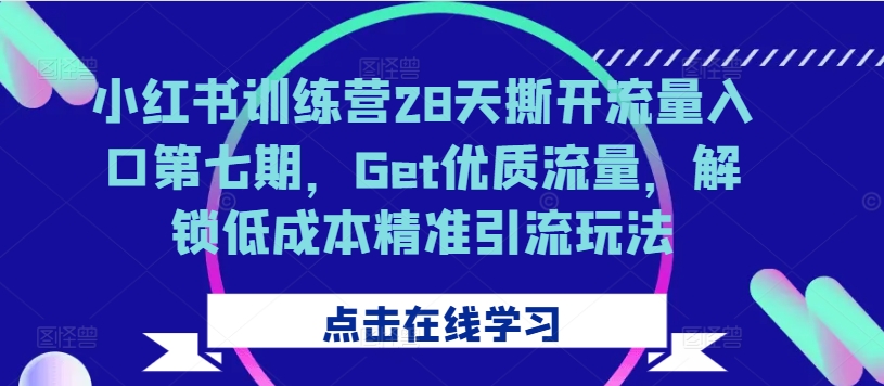 小红书训练营28天撕开流量入口第七期，Get优质流量，解锁低成本精准引流玩法-大兵轻创资源库