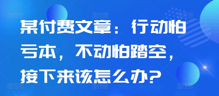 某付费文章：行动怕亏本，不动怕踏空，接下来该怎么办?-大兵轻创资源库
