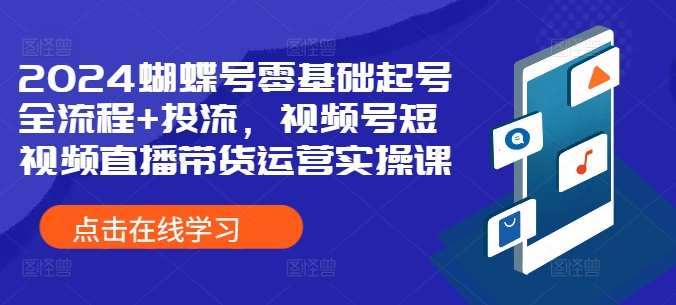 2024蝴蝶号零基础起号全流程+投流，视频号短视频直播带货运营实操课-大兵轻创资源库