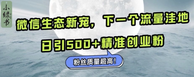 微信生态新宠小绿书：下一个流量洼地，日引500+精准创业粉，粉丝质量超高-大兵轻创资源库