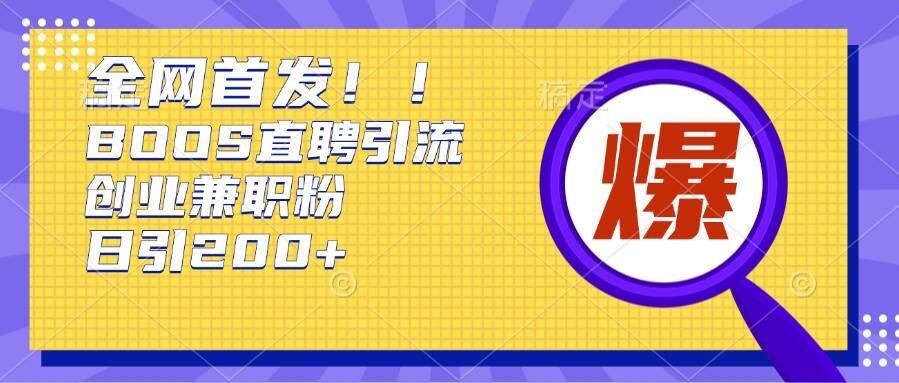 通过Boss直聘，每天轻松钓到200+多条创业大鱼的秘籍【揭秘】-大兵轻创资源库
