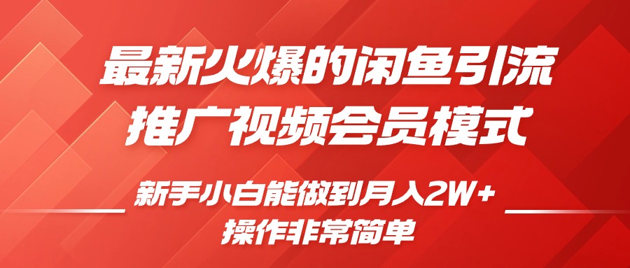 闲鱼引流推广影视会员，0成本就可以操作，新手小白月入过W+【揭秘】-大兵轻创资源库