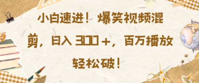 小白速进，爆笑视频混剪，日入3张，百万播放轻松破【揭秘】-大兵轻创资源库