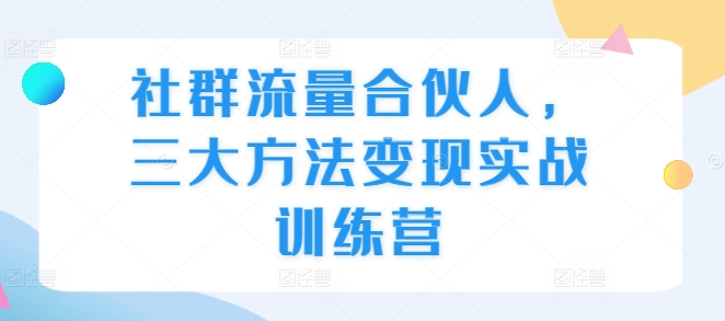 社群流量合伙人，三大方法变现实战训练营-大兵轻创资源库