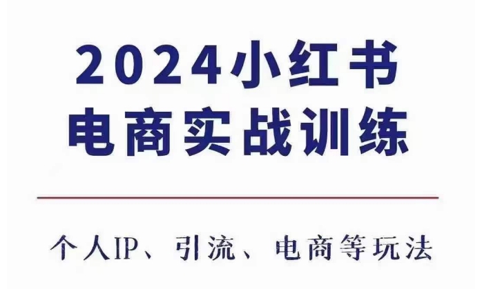 2024小红书电商3.0实战训练，包含个人IP、引流、电商等玩法-大兵轻创资源库