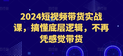 2024短视频带货实战课，搞懂底层逻辑，不再凭感觉带货-大兵轻创资源库