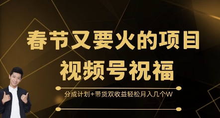 春节又要火的项目视频号祝福，分成计划+带货双收益，轻松月入几个W【揭秘】-大兵轻创资源库