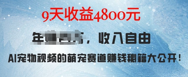 萌宠赛道赚钱秘籍：AI宠物兔视频详细拆解，9天收益4.8k-大兵轻创资源库