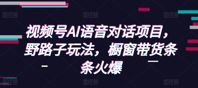 视频号AI语音对话项目，野路子玩法，橱窗带货条条火爆-大兵轻创资源库