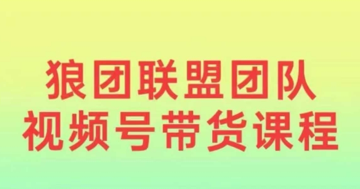 狼团联盟2024视频号带货，0基础小白快速入局视频号-大兵轻创资源库