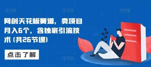 网创天花板赛道，卖项目月入6个，含独家引流技术(共26节课)-大兵轻创资源库