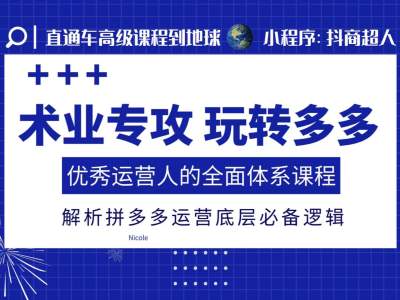 术业专攻玩转多多，优秀运营人的全面体系课程，解析拼多多运营底层必备逻辑-大兵轻创资源库
