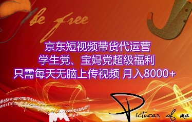 京东短视频带货代运营，学生党、宝妈党超级福利，只需每天无脑上传视频，月入8000+【仅揭秘】-大兵轻创资源库