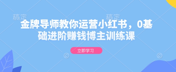 金牌导师教你运营小红书，0基础进阶赚钱博主训练课-大兵轻创资源库