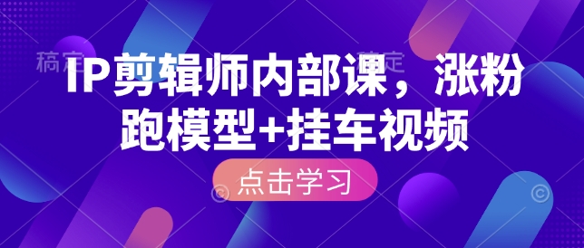 IP剪辑师内部课，涨粉跑模型+挂车视频-大兵轻创资源库