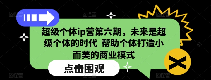 超级个体ip营第六期，未来是超级个体的时代  帮助个体打造小而美的商业模式-大兵轻创资源库