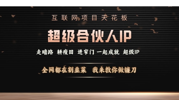 互联网项目天花板，超级合伙人IP，全网都在割韭菜，我来教你做镰刀【仅揭秘】-大兵轻创资源库