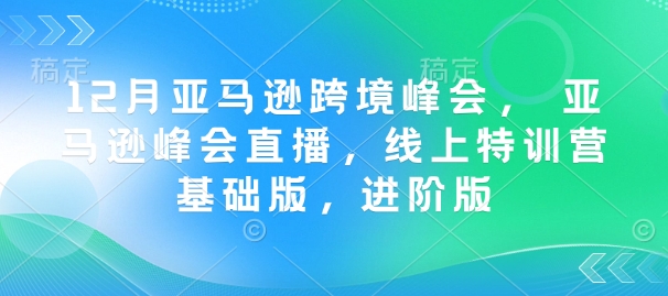 12月亚马逊跨境峰会， 亚马逊峰会直播，线上特训营基础版，进阶版-大兵轻创资源库