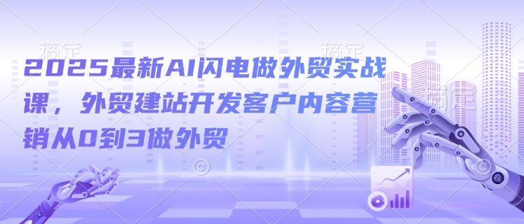2025最新AI闪电做外贸实战课，外贸建站开发客户内容营销从0到3做外贸-大兵轻创资源库