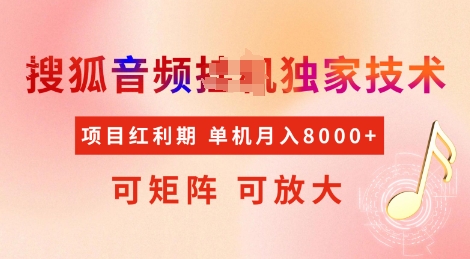 全网首发搜狐音频挂JI独家技术，项目红利期，可矩阵可放大，稳定月入8k【揭秘】-大兵轻创资源库