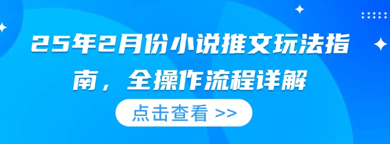 25年2月份小说推文玩法指南，全操作流程详解-大兵轻创资源库