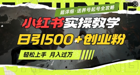2月小红书最新日引500+创业粉实操教学【超详细】小白轻松上手，月入1W+，附小红书养号起号SOP-大兵轻创资源库