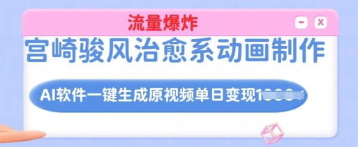 宫崎骏风治愈系动画制作，AI软件一键生成原创视频流量爆炸，单日变现多张，详细实操流程-大兵轻创资源库