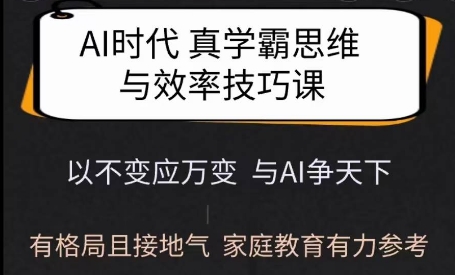 Ai时代真学霸思维与学习方法课，有格局且接地气，家庭教育有力参考-大兵轻创资源库