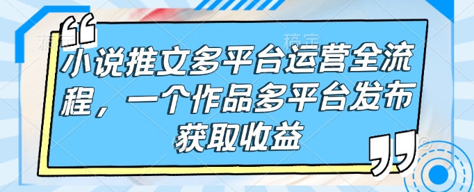 小说推文多平台运营全流程，一个作品多平台发布获取收益-大兵轻创资源库