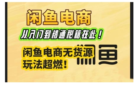 闲鱼电商实战课，从入门到精通秘籍在此，闲鱼电商无货源玩法超燃!-大兵轻创资源库