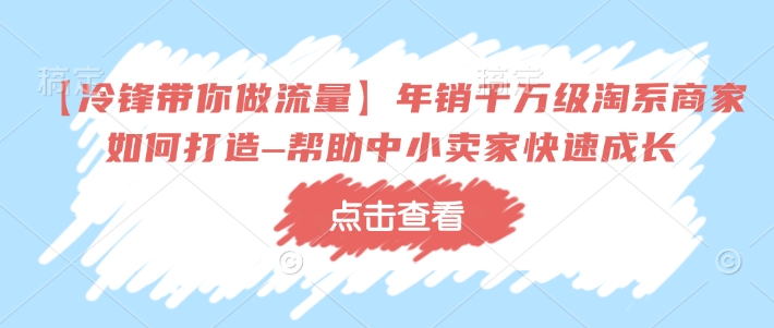 【冷锋带你做流量】年销千万级淘系商家如何打造–帮助中小卖家快速成长-大兵轻创资源库