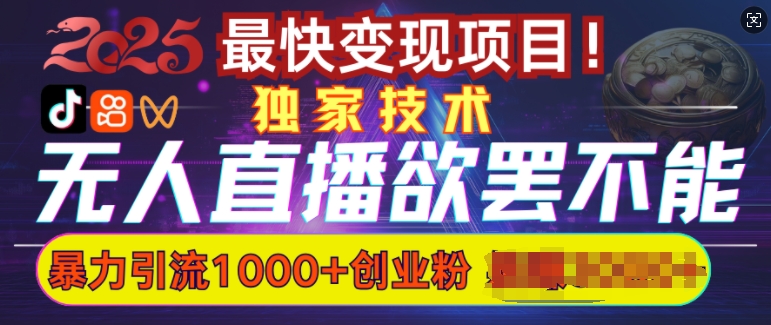 欲罢不能的无人直播引流，超暴力日引流1000+高质量精准创业粉-大兵轻创资源库