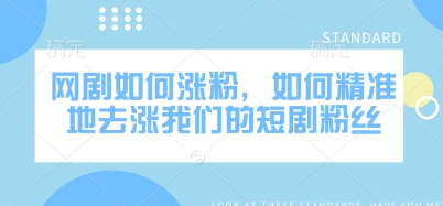 网剧如何涨粉，如何精准地去涨我们的短剧粉丝-大兵轻创资源库