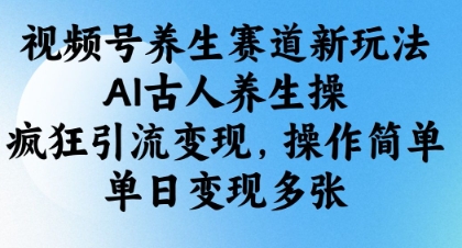 视频号养生赛道新玩法，AI古人养生操，疯狂引流变现，操作简单，单日变现多张-大兵轻创资源库