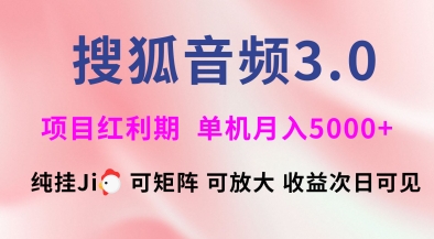 搜狐音频挂ji3.0.可矩阵可放大，独家技术，稳定月入5000+【揭秘】-大兵轻创资源库