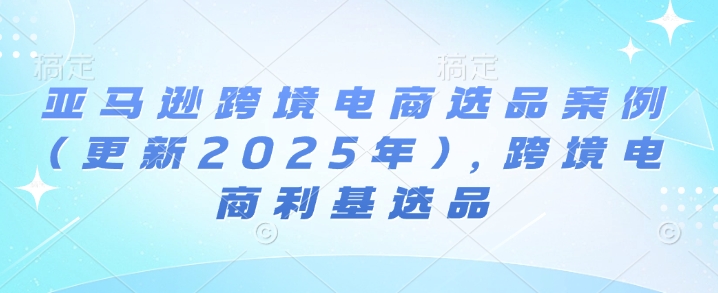 亚马逊跨境电商选品案例(更新2025年3月)，跨境电商利基选品-大兵轻创资源库