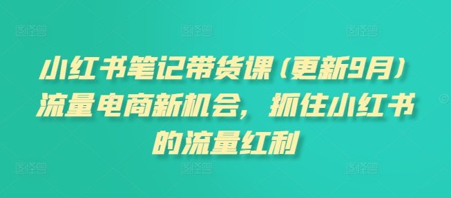 小红书笔记带货课(更新25年3月)流量电商新机会，抓住小红书的流量红利-大兵轻创资源库