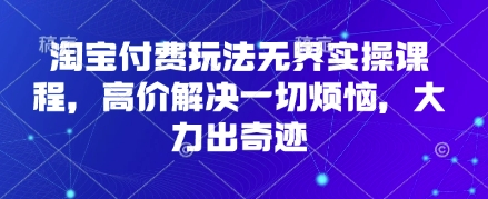 淘宝付费玩法无界实操课程，高价解决一切烦恼，大力出奇迹-大兵轻创资源库