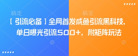 【引流必备】全网首发咸鱼引流黑科技，单日曝光引流500+，附矩阵玩法【揭秘】-大兵轻创资源库