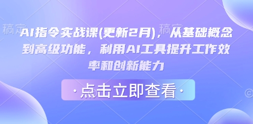 AI指令实战课(更新2月)，从基础概念到高级功能，利用AI工具提升工作效率和创新能力-大兵轻创资源库