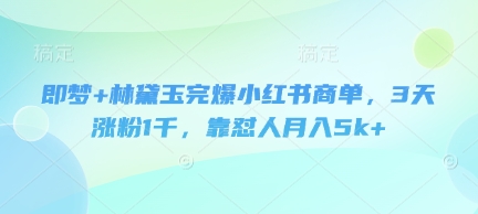 即梦+林黛玉完爆小红书商单，3天涨粉1千，靠怼人月入5k+-大兵轻创资源库