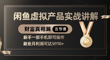 精品！闲鱼虚拟产品实战讲解，新手一部手机即可操作，副业月利润可达5k+-大兵轻创资源库