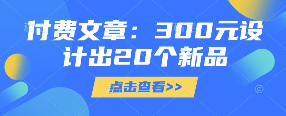 付费文章：300元设计出20个新品-大兵轻创资源库