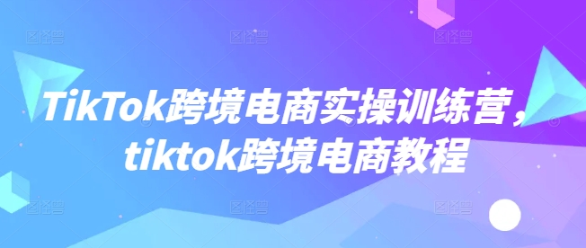 TikTok跨境电商实操训练营，tiktok跨境电商教程-大兵轻创资源库
