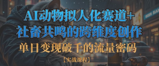 单日变现破千的流量密码，AI动物拟人化赛道+社畜共鸣的跨维度创作-大兵轻创资源库
