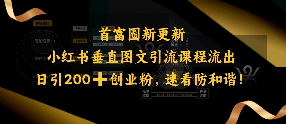 小红书垂直图文引流课程流出，日引200+创业粉，速看防和谐-大兵轻创资源库
