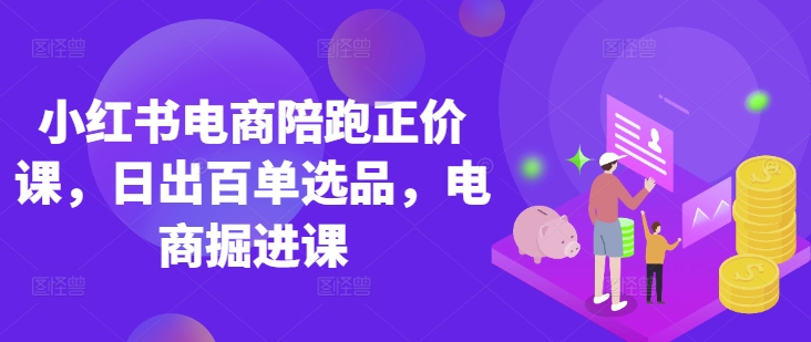 小红书电商陪跑正价课，小红书官方认证电商讲师教学，日出百单选品，电商掘进课-大兵轻创资源库