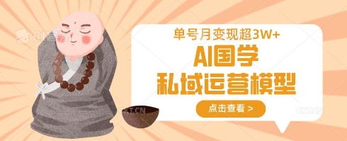 AI国学私域运营模型，单号月变现过W-大兵轻创资源库